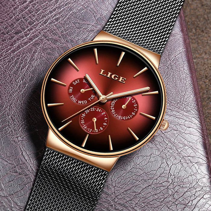 LIGE Mesh Strap Quartz Men's Watch