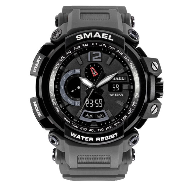 SMAEL 1702, reloj deportivo de lujo de la mejor marca, relojes digitales para hombre, 5bar, relojes de pulsera militares resistentes al agua con pantalla Dual, reloj Masculino