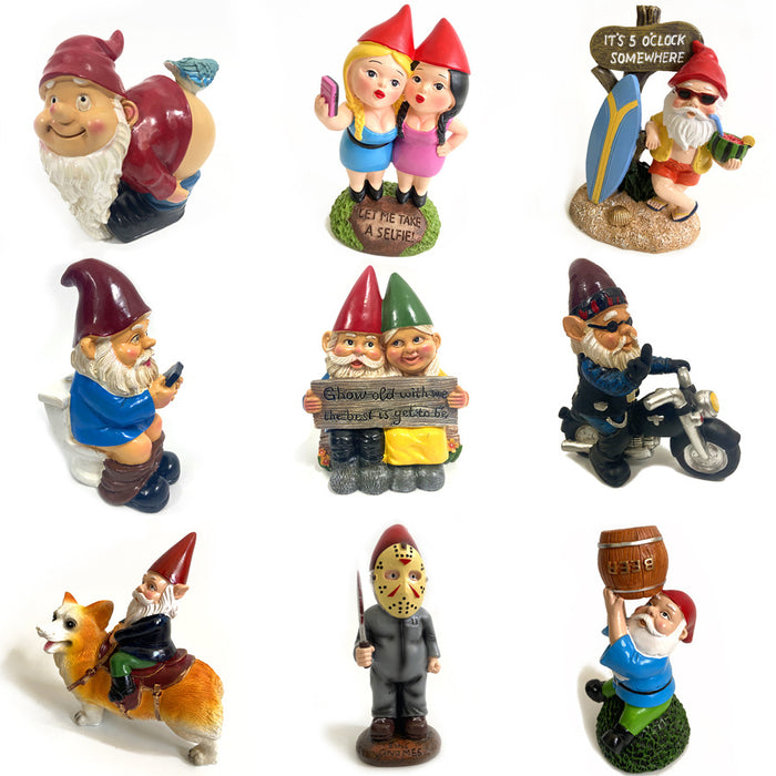 Adornos de jardín, artesanías de resina enana, estatuas de gnomos, regalos de Navidad para ancianos, adornos de resina 