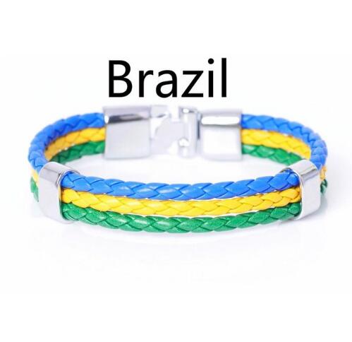 National Flag Leather Bracelets Sports Football Fans Jewelry