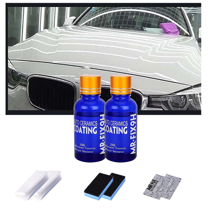 2PCS 9H Car Liquid Ceramic Coat Super Hydrophobic Glass Coating Set Polysiloxane and Nano materials Car Polish