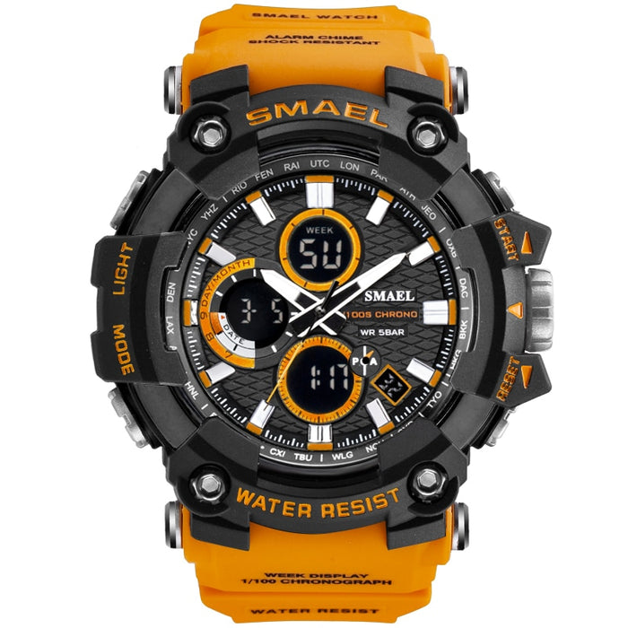 Reloj deportivo SMAEL 1802D, relojes de doble horario para hombre, resistente al agua hasta 50m, reloj masculino, relojes militares para hombres, relojes deportivos resistentes a golpes, regalos