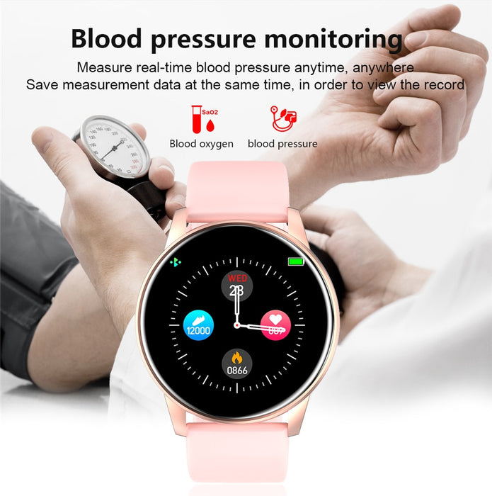 Reloj inteligente eThings para mujer, pronóstico del tiempo en tiempo Real, rastreador de actividad, Monitor de ritmo cardíaco, reloj inteligente deportivo para mujer, hombre para Android IOS