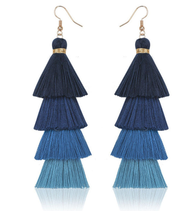 Handmade Tassel Earrings Women's European And American National Style Long Earrings Bohemian Fashion Earrings