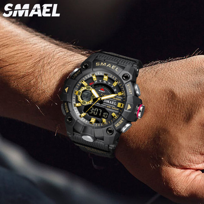 SMAEL 8040 Relojes militares Reloj deportivo para hombres Nuevo reloj de pulsera resistente al agua 50 M Cronómetro Alarma Luz LED Relojes digitales 8040 Reloj deportivo para hombres 