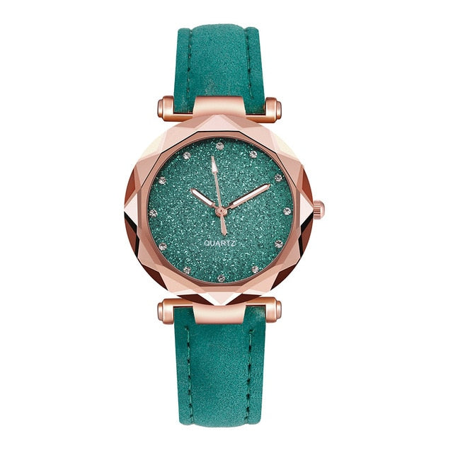 Ladies fashion Korean Rhinestone Rose Gold Quartz Watch Female Belt Watch Women's Watches Fashion Clock Watch Women Watches #A