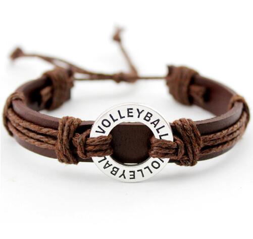 Basketball Football Soccer Softball Volleyball Leather Bracelets