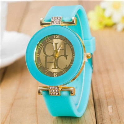 Nuevo reloj de cuarzo informal de marca Geneva de cuero simple, relojes de silicona de cristal para mujer, reloj de pulsera femenino 