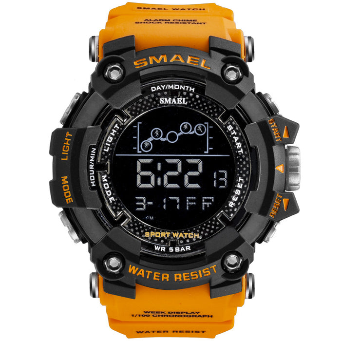 Fashion Waterproof Multifunctional Men's Sports Watch Trend Large Dial Electronic Watch