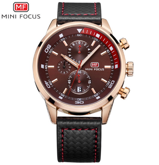 Relojes MF0017G de lujo para hombre, marca MINI FOCUS, reloj de cuero de moda de cuarzo, cronógrafo para hombre, reloj de pulsera para hombre, reloj masculino