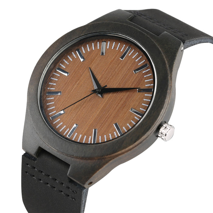 Relojes de madera Reloj de cuarzo Hombres Bambú Reloj de pulsera moderno Analógico Naturaleza Madera Cuero suave Regalos creativos de cumpleaños