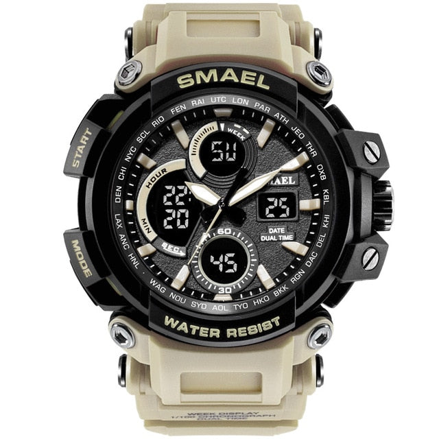 Reloj militar de camuflaje SMAEL, reloj de pulsera deportivo para hombre con pantalla de doble horario resistente al agua, relojes de cuarzo analógicos digitales para hombre 1708