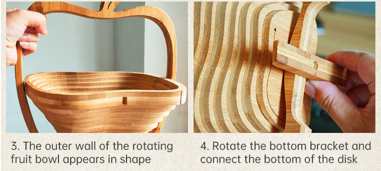 Folding Fruit Basket Creative Fashion Crafts Fruit Storage Basket Wooden Layer Tripod Bowl Outdoor Camping Supplies