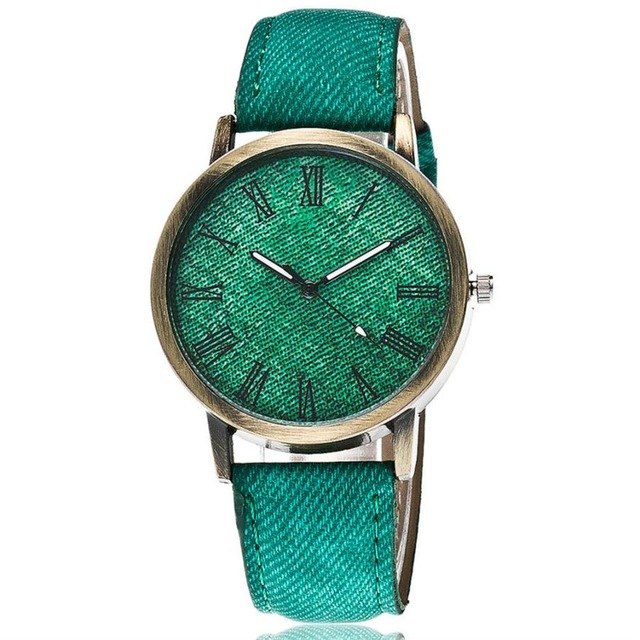 Reloj de pareja masculino y femenino escala romana La denim cinturón punk reloj