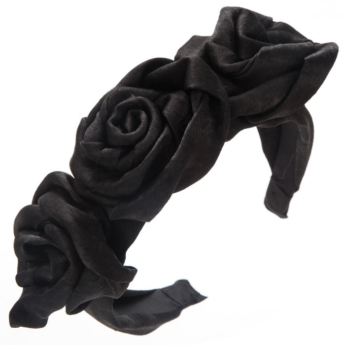 Handmade rose fabric headband for women, retro artificial flower production, elegant and high-end prom hair accessories