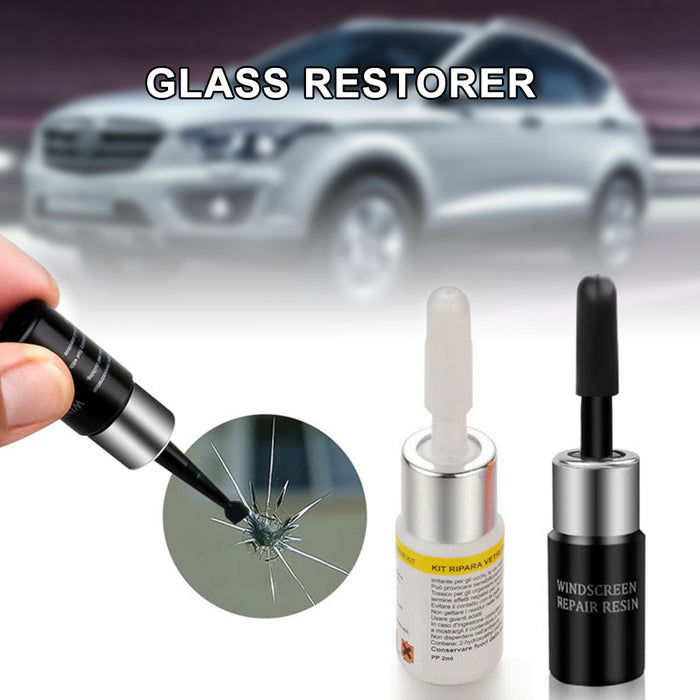 Automotive Glass Nano Repair Fluid Broken Glass Nano Repair Tool Set Black/ White Magic Windshield Repair Tool Kit 3