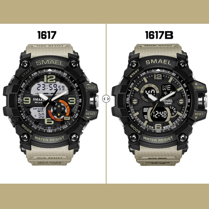 Reloj Digital SMAEL 1617B para hombre, relojes deportivos de cuarzo súper geniales para hombre, reloj de pulsera militar LED de marca de lujo para hombre xfcs