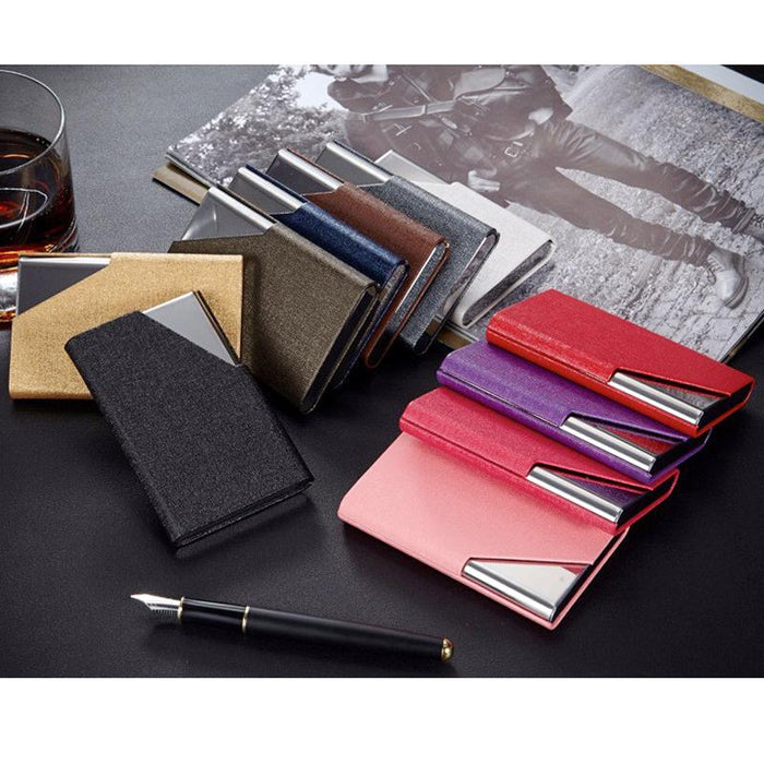 Itapkris Business ID Credit Card Holder For Women Men Fashion Brand Metal Aluminum Card Case PU Leather Porte Carte