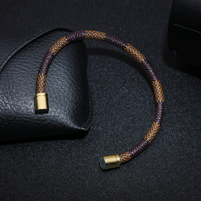 Leather Bracelets for Men and Women Jewelry Stainless Steel Magnetic Clasp Bracelets