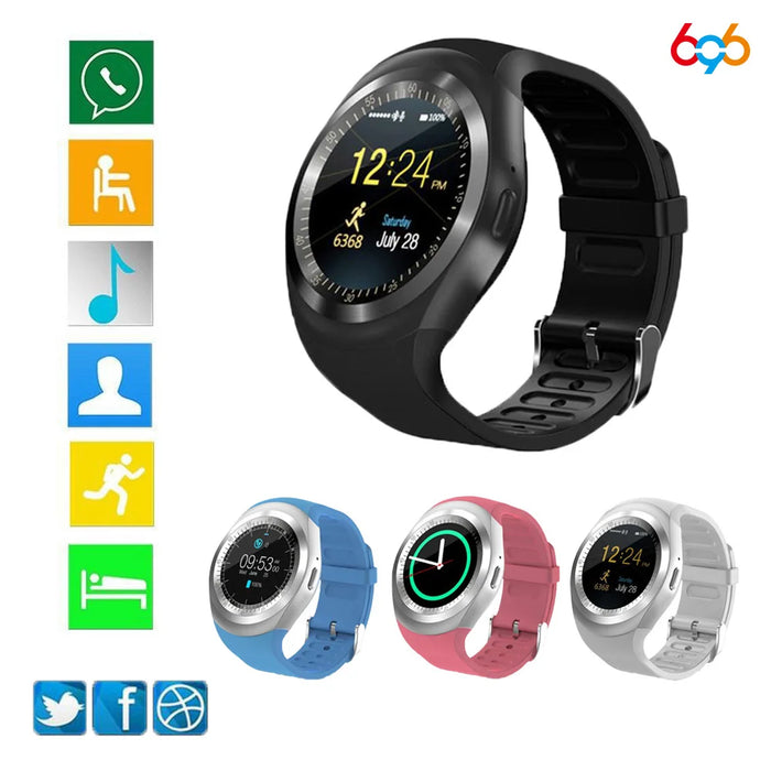 Reloj inteligente eThings Bluetooth Y1 reloj inteligente Android llamada telefónica GSM Sim cámara remota pantalla de información podómetro deportivo