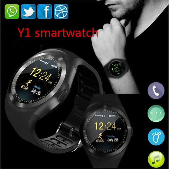 eThings  Bluetooth Y1 Smart Watch Relogio Android SmartWatch Phone Call GSM Sim Remote Camera Information Display Sports Pedometer