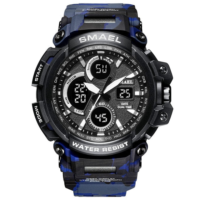 Reloj militar de camuflaje SMAEL, reloj de pulsera deportivo para hombre con pantalla de doble horario resistente al agua, relojes de cuarzo analógicos digitales para hombre 1708