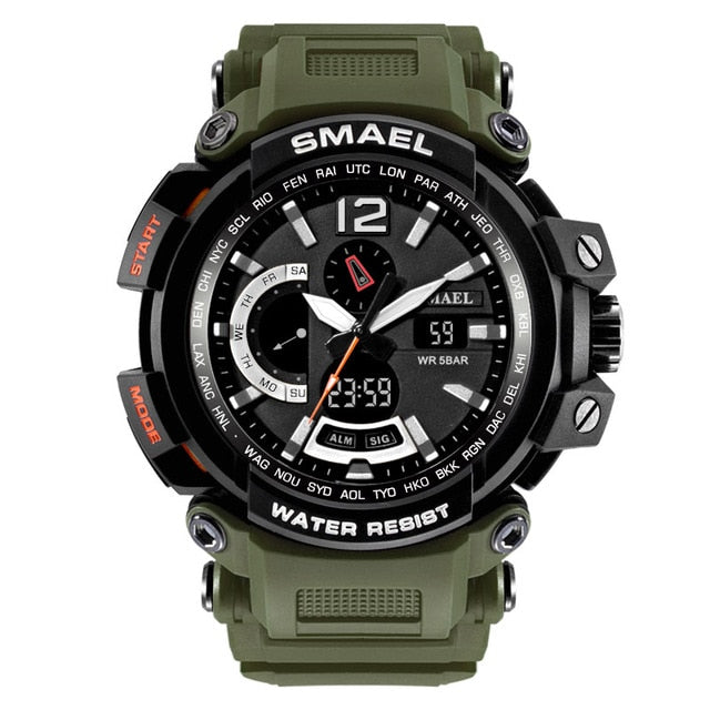 SMAEL 1702, reloj deportivo de lujo de la mejor marca, relojes digitales para hombre, 5bar, relojes de pulsera militares resistentes al agua con pantalla Dual, reloj Masculino