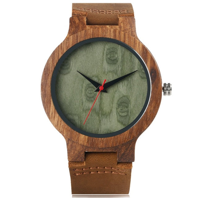 Relojes de madera Reloj de cuarzo Hombres Bambú Reloj de pulsera moderno Analógico Naturaleza Madera Cuero suave Regalos creativos de cumpleaños