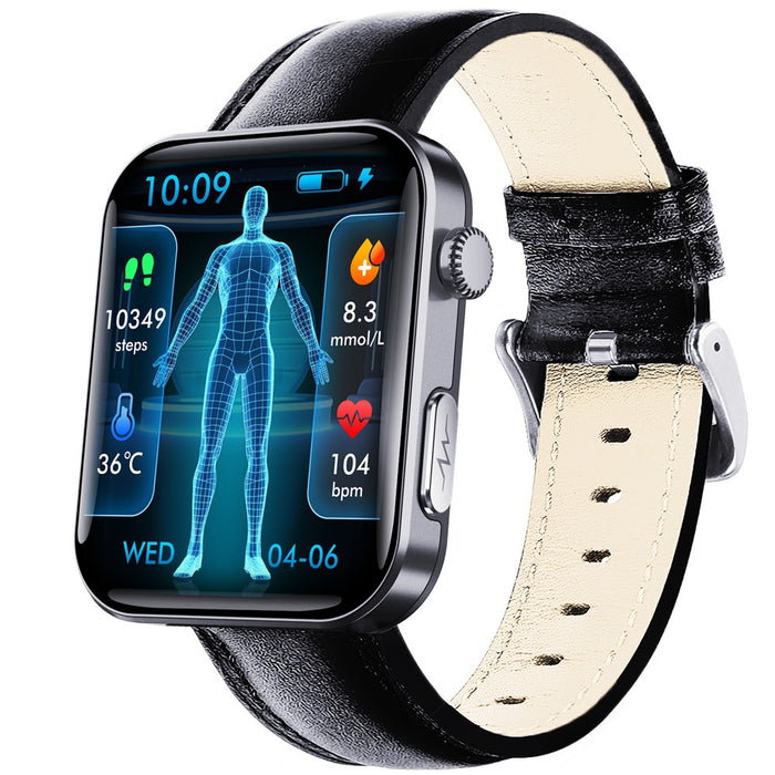 Reloj inteligente F300, monitorización de electrocardiograma ECG, alarma de caída SOS, reloj de glucosa en sangre y presión arterial, informe HRV