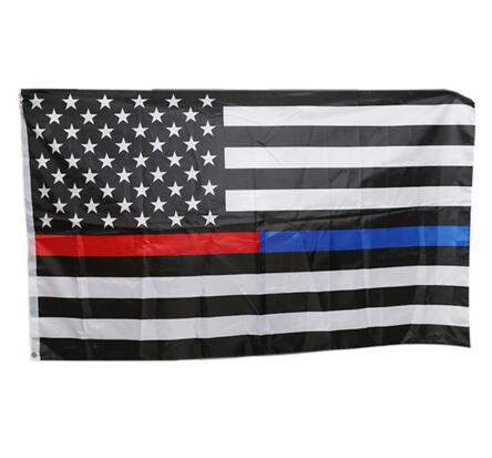 90*150cm USA Police Flags Thin American National Banner White And Blue Stars Printed Strip with Brass Grommets