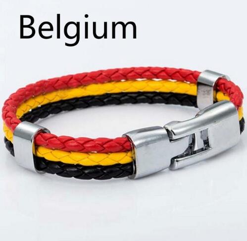 National Flag Leather Bracelets Sports Football Fans Jewelry