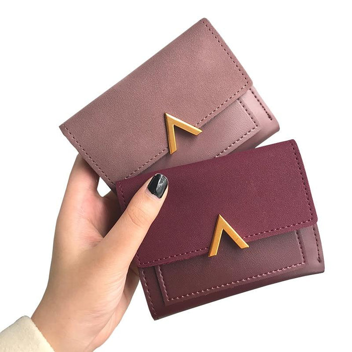 Matte Leather Small Women Wallet Luxury Brand Famous Mini Womens Wallets And Purses Short Female Coin Purse Credit Card Holder