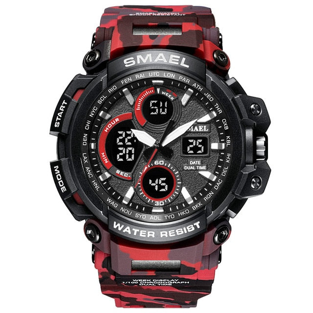 Reloj militar de camuflaje SMAEL, reloj de pulsera deportivo para hombre con pantalla de doble horario resistente al agua, relojes de cuarzo analógicos digitales para hombre 1708