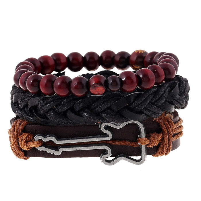 Punk Leather Bracelet Lucky Spade Straight Flush Poker Handmade Charm Bracelet Men Friendship homme Jewelry