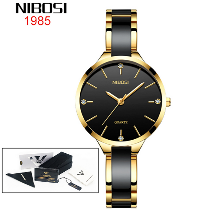 NIBOSI, relojes de pulsera de cerámica de lujo, reloj de cuarzo creativo para mujer, reloj femenino, reloj femenino, reloj femenino 2330