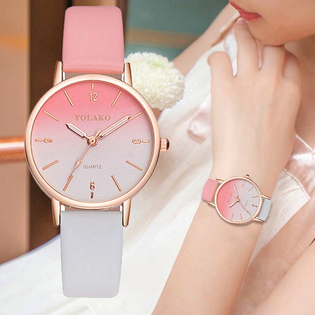 Reloj de cuarzo de cuero de marca para mujer, reloj de pulsera a la moda para mujer, reloj femenino masculino W50 