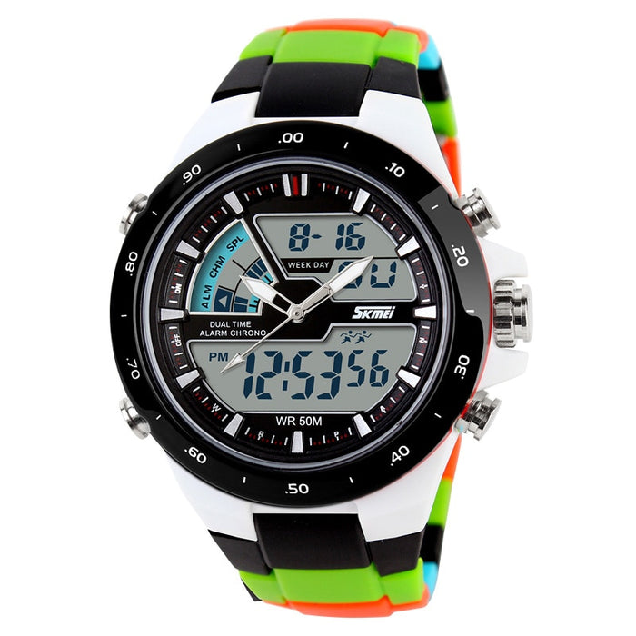 Reloj deportivo SKMEI 1016, reloj despertador informal a la moda para hombre, reloj de pulsera con pantalla Dual militar resistente al agua, reloj Masculino 