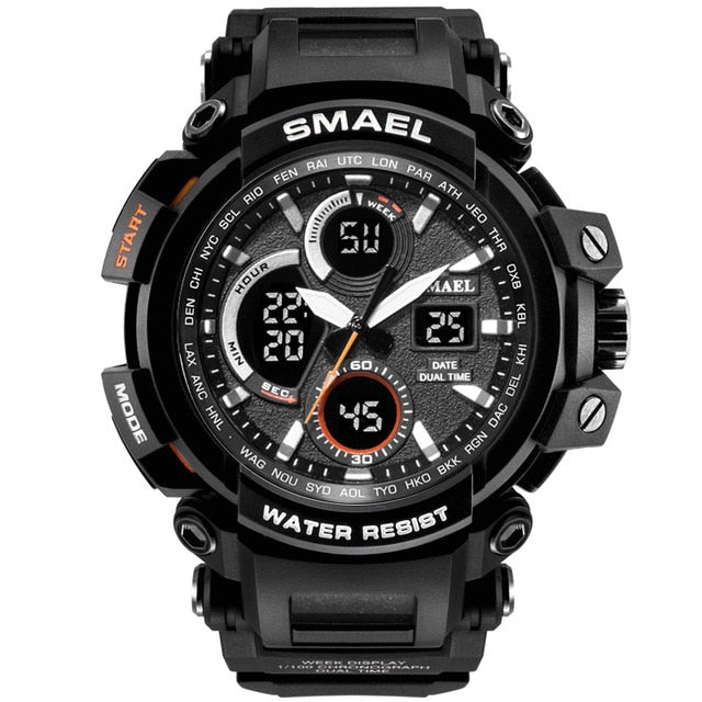 SMAEL Camouflage Military Watch Men Waterproof Dual Time Display Mens Sport Wristwatch Digital Analog Quartz Watches Male 1708