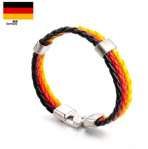 National Flag Leather Bracelets Sports Football Fans Jewelry