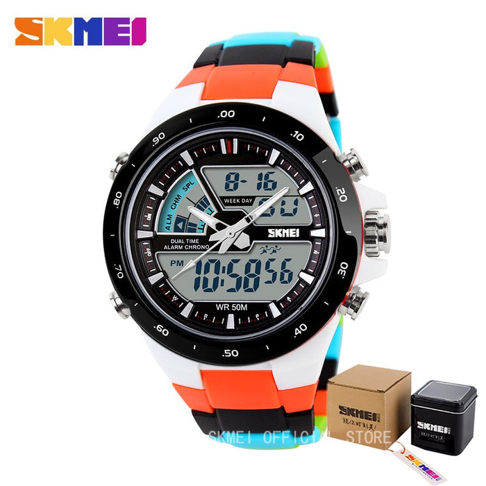 Reloj deportivo SKMEI 1016, reloj despertador informal a la moda para hombre, reloj de pulsera con pantalla Dual militar resistente al agua, reloj Masculino 