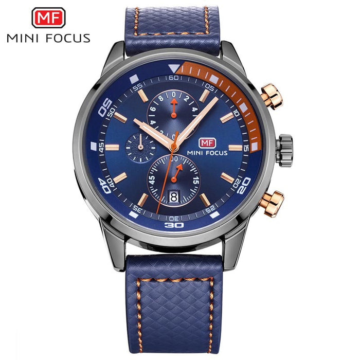 Relojes MF0017G de lujo para hombre, marca MINI FOCUS, reloj de cuero de moda de cuarzo, cronógrafo para hombre, reloj de pulsera para hombre, reloj masculino