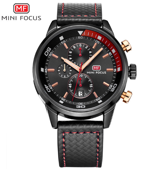 Relojes MF0017G de lujo para hombre, marca MINI FOCUS, reloj de cuero de moda de cuarzo, cronógrafo para hombre, reloj de pulsera para hombre, reloj masculino