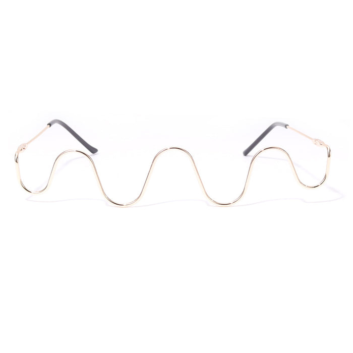 Nuevas gafas de moda hechas a mano con diamantes de media montura, gafas decorativas con ondas de Metal a la moda para mujer sin pieza 