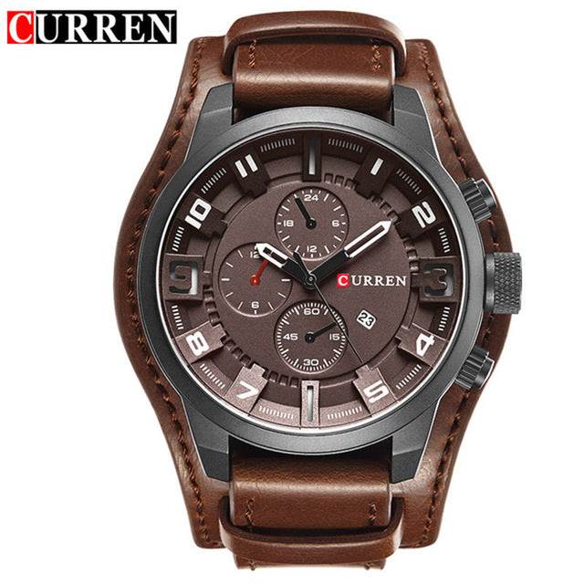 CURREN Mens Watches Military Sports Men Watch Quartz Date Clock Casual Leather Wrist Watch Relogio Masculino 8225