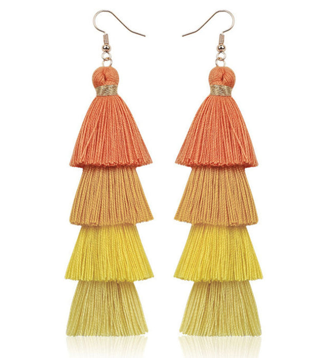 Handmade Tassel Earrings Women's European And American National Style Long Earrings Bohemian Fashion Earrings