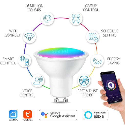 eThings WIFI Smart Spotlight GU10 RGBCW Mobile Phone APP Dimming And Color Matching Support Alexa Speaker Control - eZthings USA WE SORT ALL THE CRAZIEST GADGETS, GIZMOS, TOYS & TECHNOLOGY, SO YOU DON'T HAVE TO.