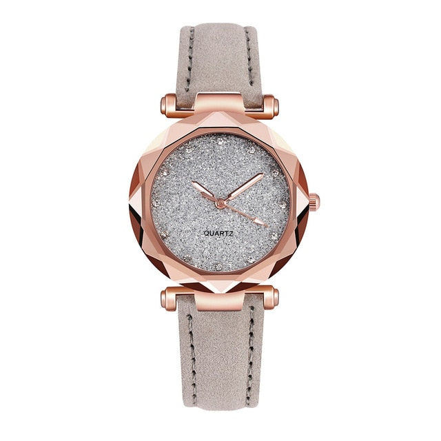 Ladies fashion Korean Rhinestone Rose Gold Quartz Watch Female Belt Watch Women's Watches Fashion Clock Watch Women Watches #A