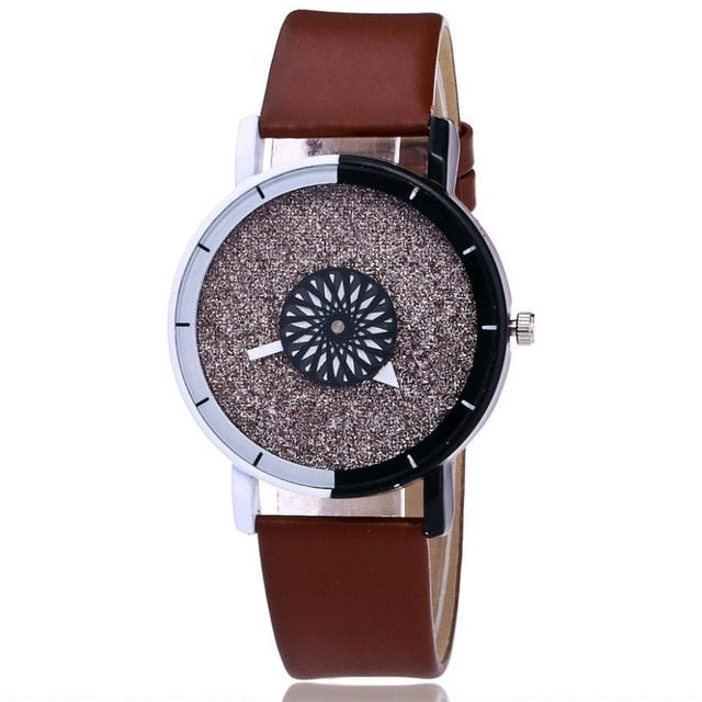 Relojes de pulsera de cuero Reloj creativo de moda Mujeres Hombres Reloj de cuarzo