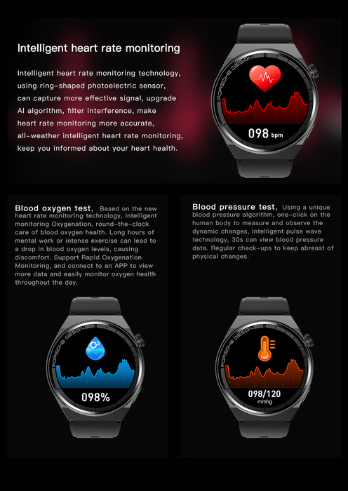 Reloj inteligente GS GT3 Pro, frecuencia cardíaca, presión arterial, monitoreo de oxígeno en sangre, pulsera deportiva Bluetooth 