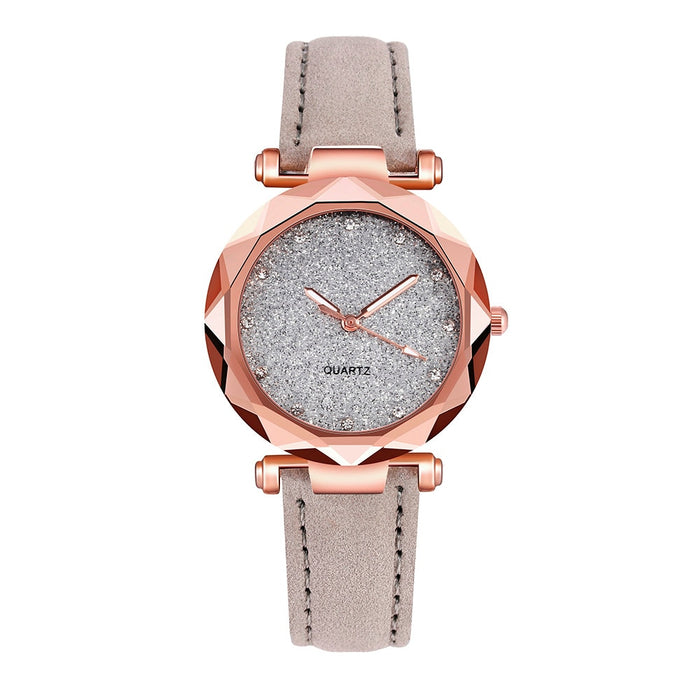 Ladies fashion Korean Rhinestone Rose Gold Quartz Watch Female Belt Watch Women's Watches Fashion Clock Watch Women Watches #A